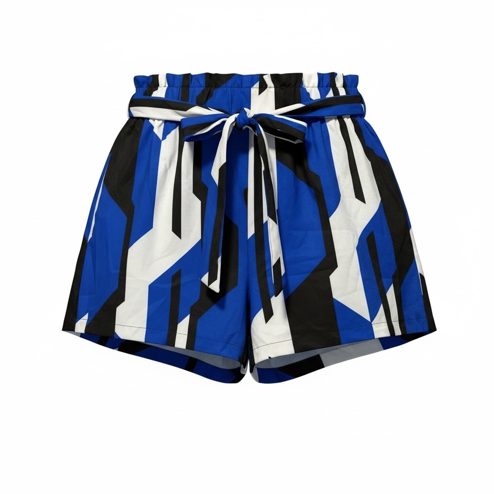 SHEIN Blue and Black High Waist Women's Shorts